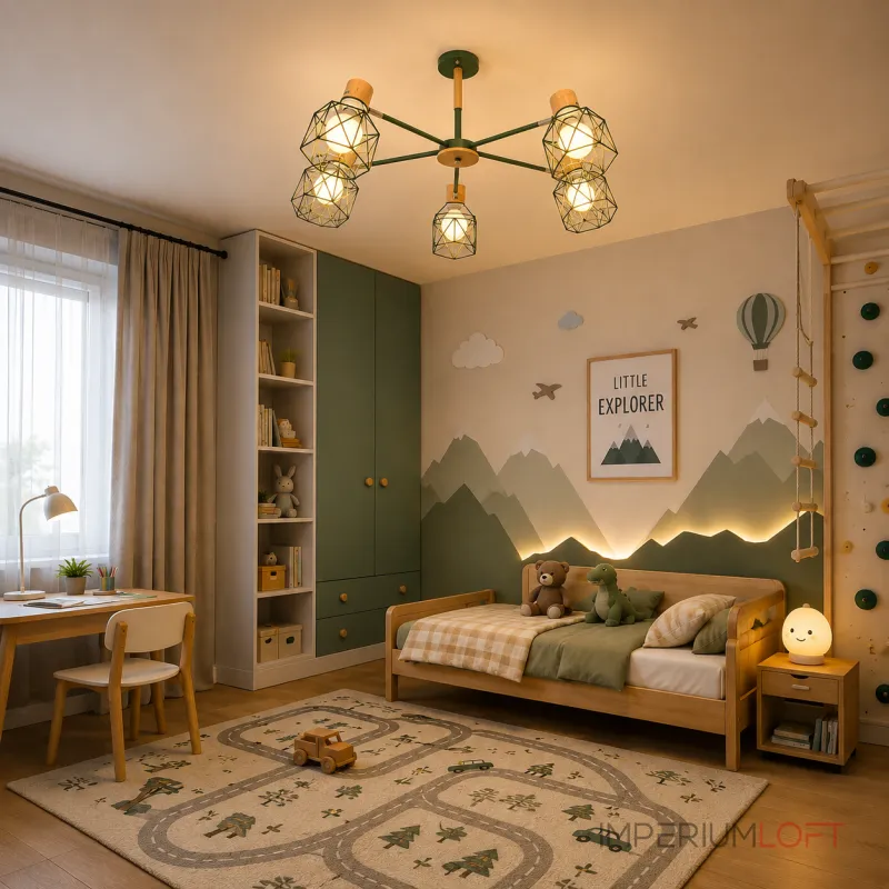 Потолочная люстра CORF B3 Green 5 lamps