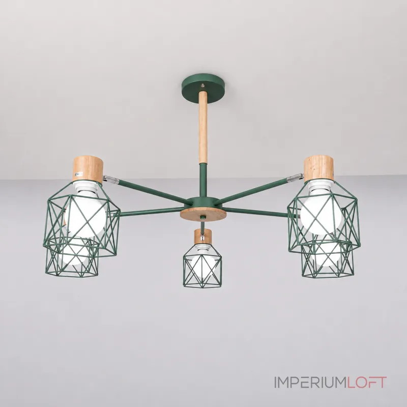 Потолочная люстра CORF B3 Green 5 lamps