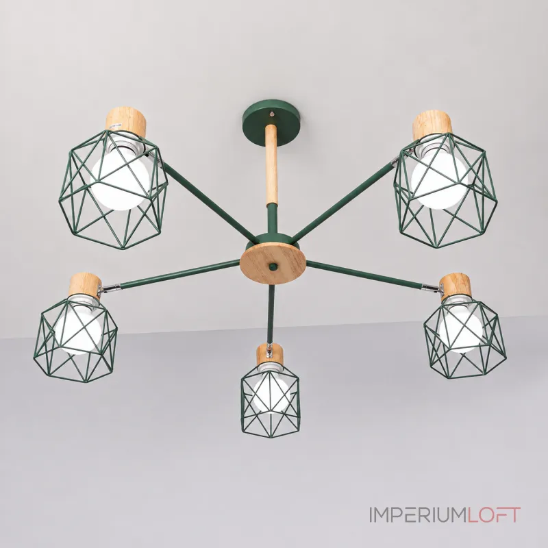 Потолочная люстра CORF B3 Green 5 lamps