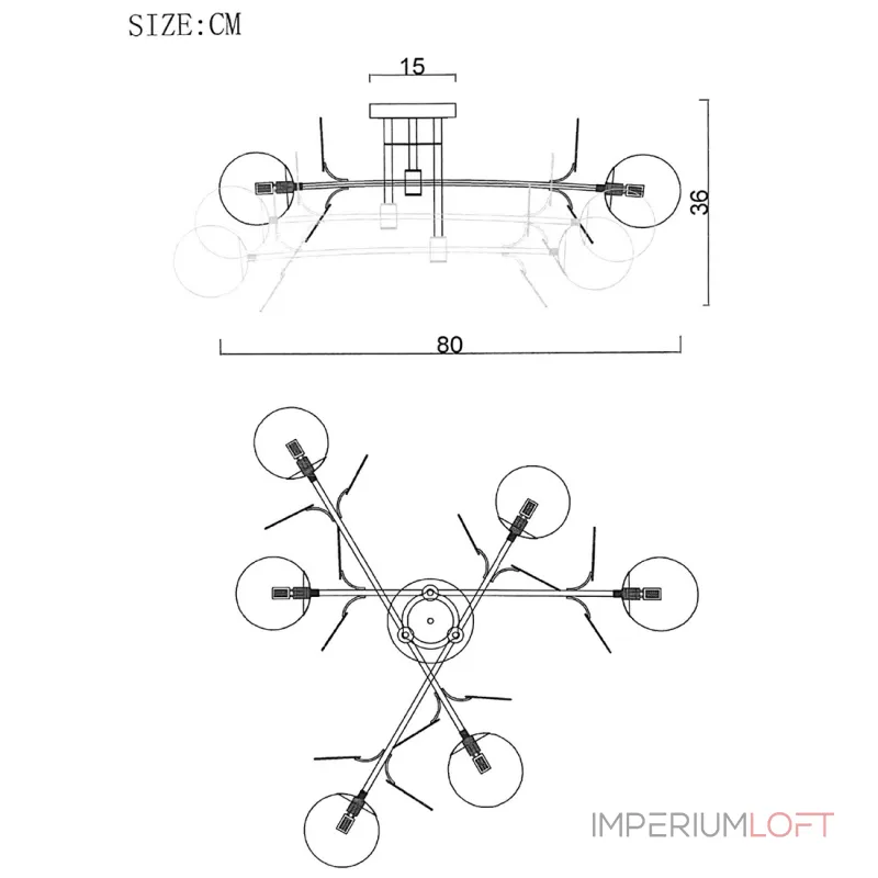 Потолочная люстра Light of MATISSE B D80 Gold White