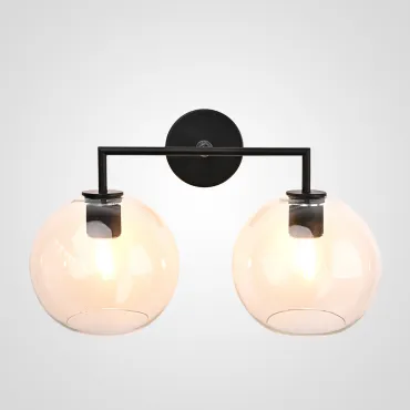 Бра RH Utilitaire Globe Shade Double Sconce Black