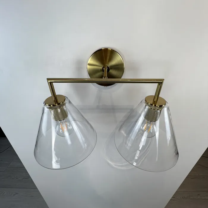 Бра RH Utilitaire Funnel Shade Double Sconce Brass от ImperiumLoft