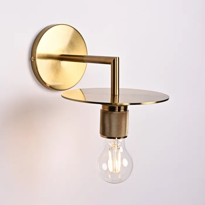 Бра RH Utilitaire Knurled Disk Shade Sconce Brass от ImperiumLoft