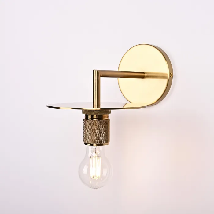 Бра RH Utilitaire Knurled Disk Shade Sconce Brass от ImperiumLoft
