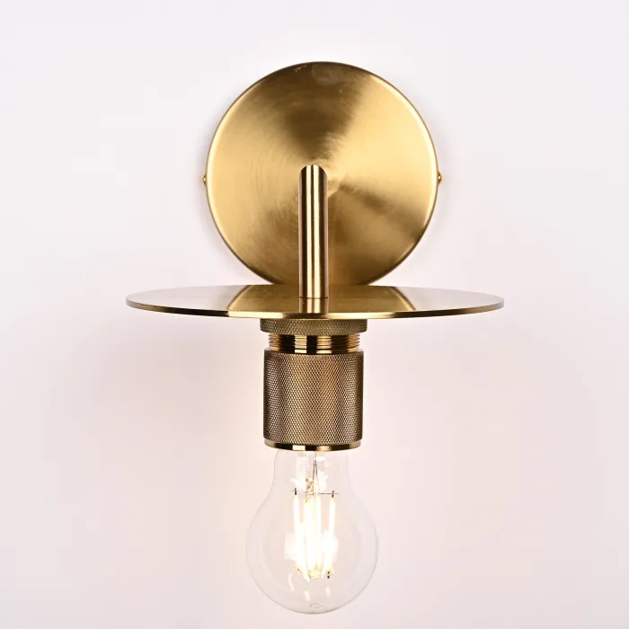 Бра RH Utilitaire Knurled Disk Shade Sconce Brass от ImperiumLoft