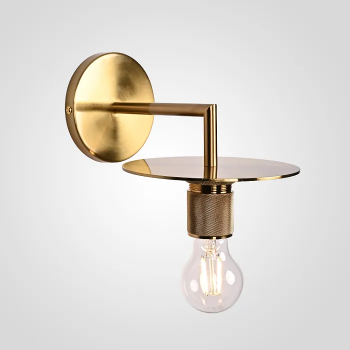 Бра RH Utilitaire Knurled Disk Shade Sconce Brass от ImperiumLoft