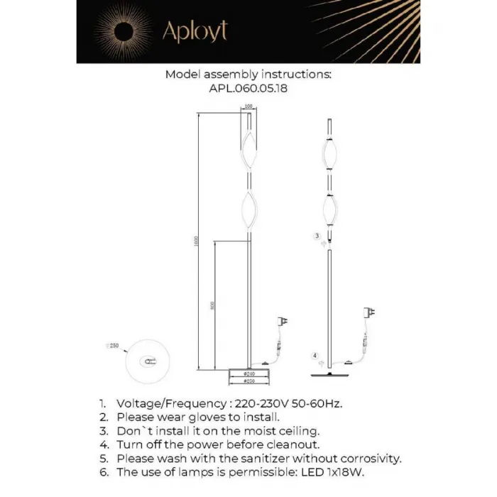 Торшер Aployt Krysia APL.060.05.18 от ImperiumLoft