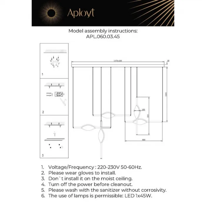 Люстра подвесная Aployt Krysia APL.060.03.45 от ImperiumLoft