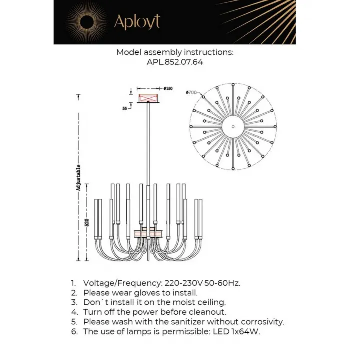 Люстра потолочная Aployt Dominisia APL.852.07.64 от ImperiumLoft