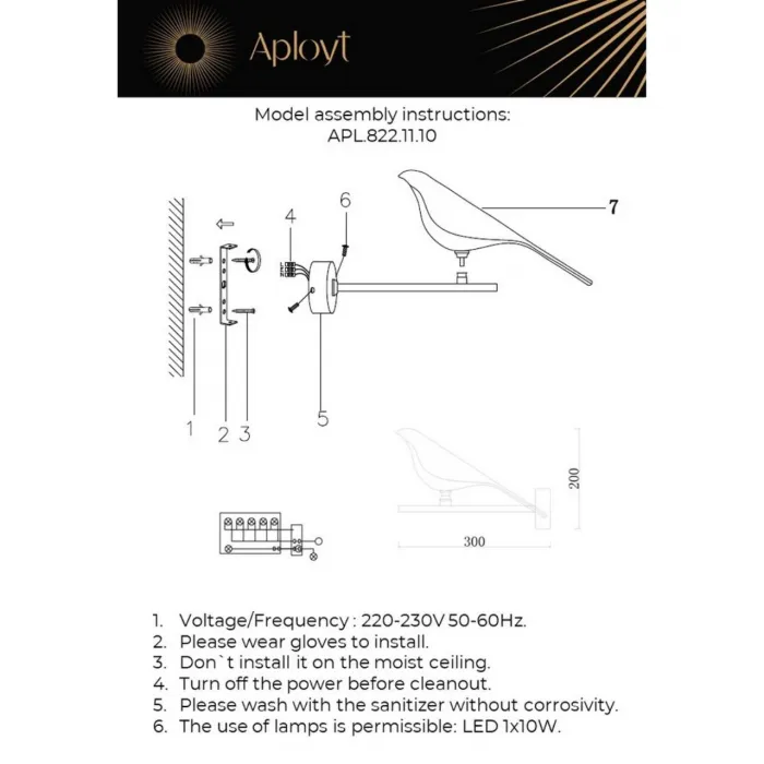 Светильник настенный Aployt Astor APL.822.11.10 от ImperiumLoft