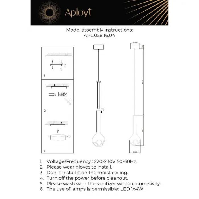 Светильник подвесной Aployt Wisia APL.058.16.04 от ImperiumLoft