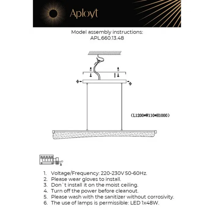 Люстра подвесная Aployt Klemens APL.660.13.48 от ImperiumLoft
