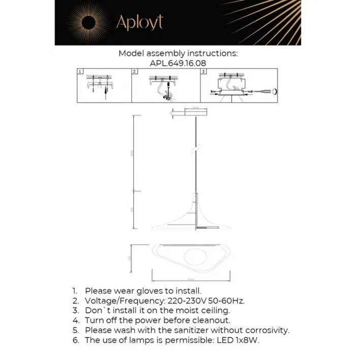 Светильник подвесной Aployt Silvi APL.649.16.08 от ImperiumLoft