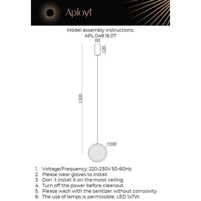 Светильник подвесной Aployt Yulali APL.048.16.07 от ImperiumLoft
