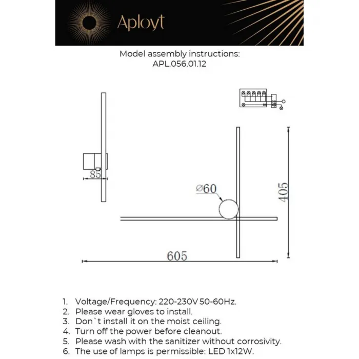 Светильник настенный Aployt Beatris APL.056.01.12 от ImperiumLoft