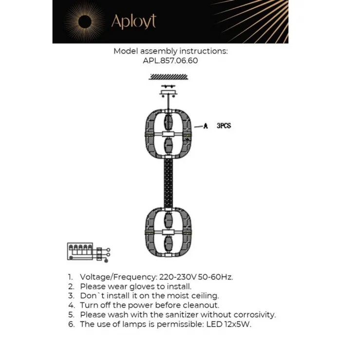 Светильник подвесной Aployt Aleksandra APL.857.06.60 от ImperiumLoft