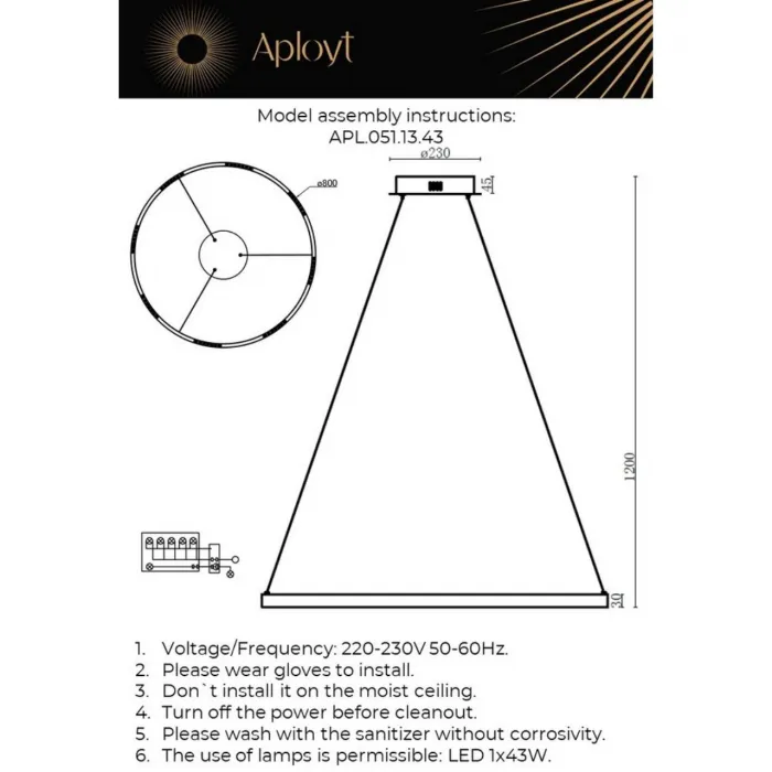 Люстра подвесная Aployt Noella APL.051.13.43 от ImperiumLoft