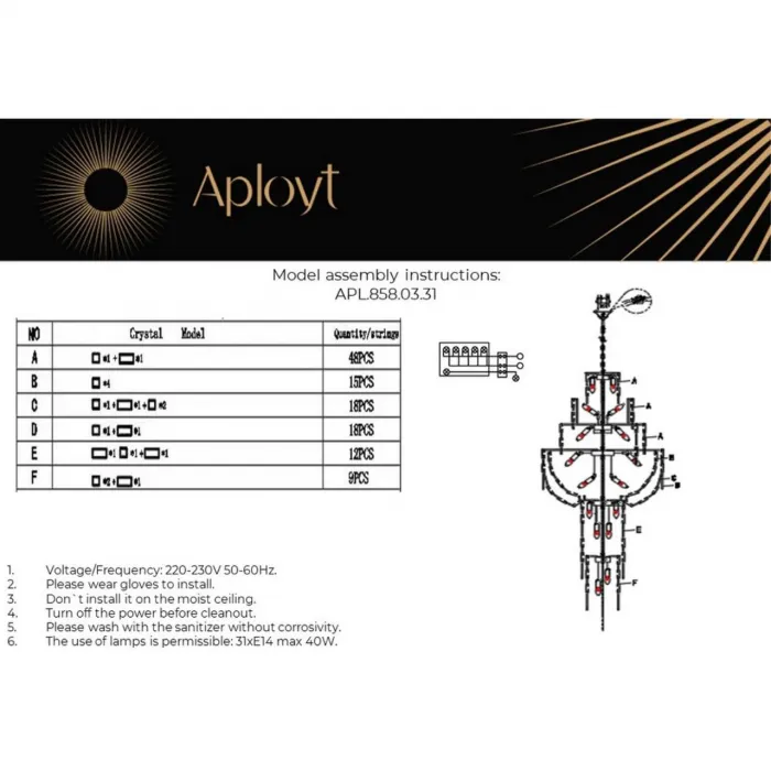 Люстра подвесная Aployt Alessio APL.858.03.31 от ImperiumLoft