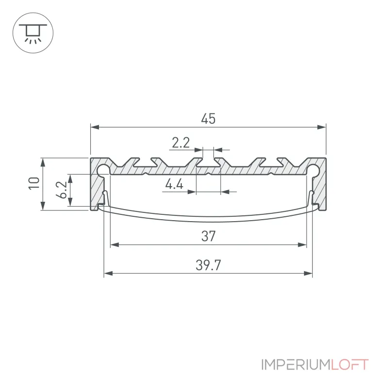 Arlight Профиль LINE-4510-2000 ANOD Алюминий 049248