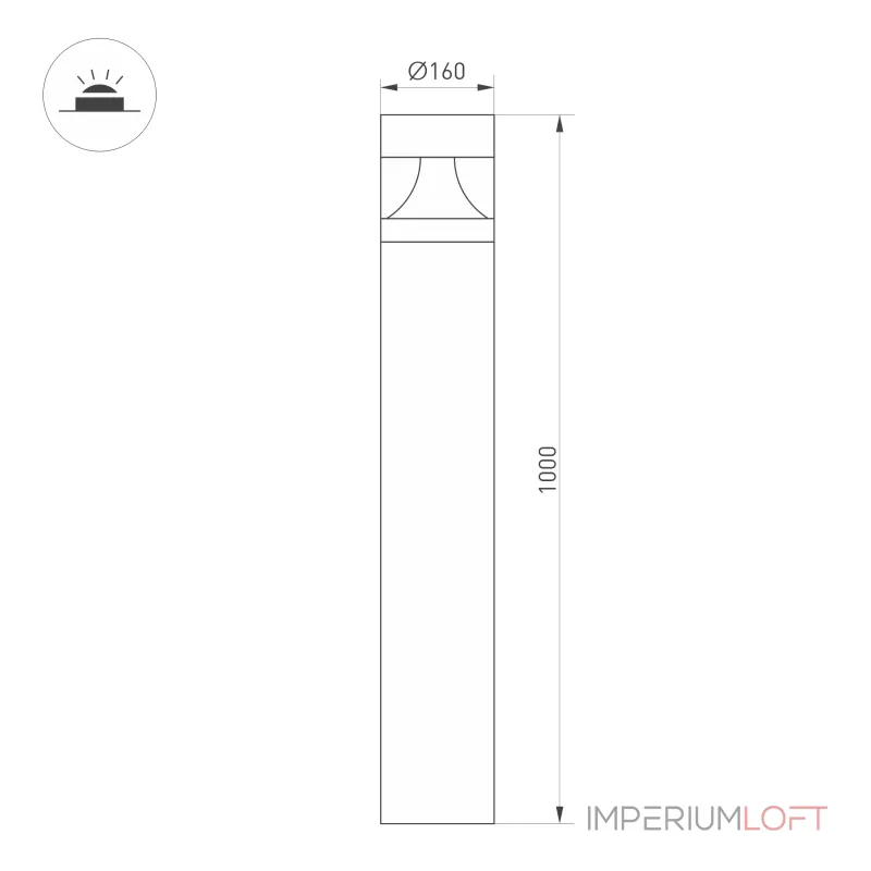 Arlight Светильник LGD-LANDMARK-BOLL-H1000-20Вт Warm3500-MIX GR 300 deg 230В IP65 047691