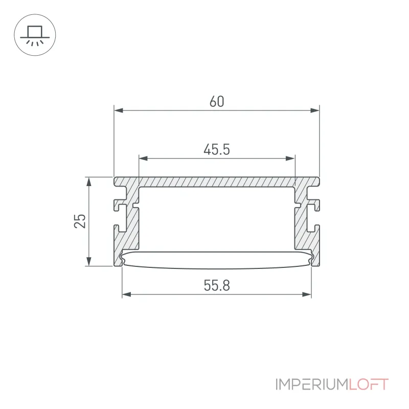 Профиль FLOOR60-H26-3000 ANOD Arlight Алюминий 046413 Профиль FLOOR60-H26-3000 ANOD Arlight Алюминий 046413