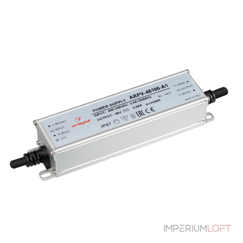 Arlight Блок питания ARPV-48100-A1 48В 2.08A 100Вт IP67 034685 Arlight Блок питания ARPV-48100-A1 48В 2.08A 100Вт IP67 034685