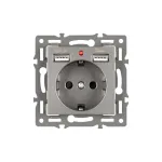 Arlight Механизм розетки с USB зарядкой SCT-MUAA-PL-GR 250В 16A 043735