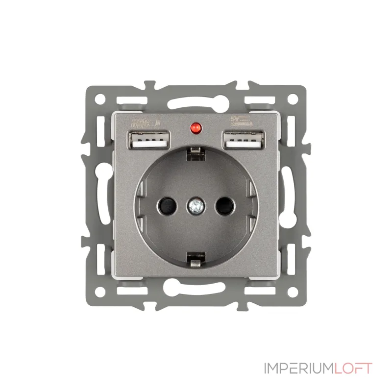 Arlight Механизм розетки с USB зарядкой SCT-MUAA-PL-GR 250В 16A 043735