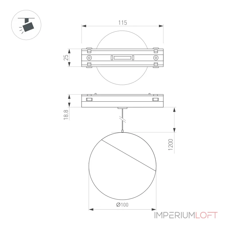 Светильник MAG-VIBE-EMISFERO-HANG-R100-6Вт Warm3000 WH 130 deg 48В Arlight IP20 044456