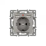 Arlight Механизм розетки с USB зарядкой SCT-MUAA-PL-GR 250В 16A 043735