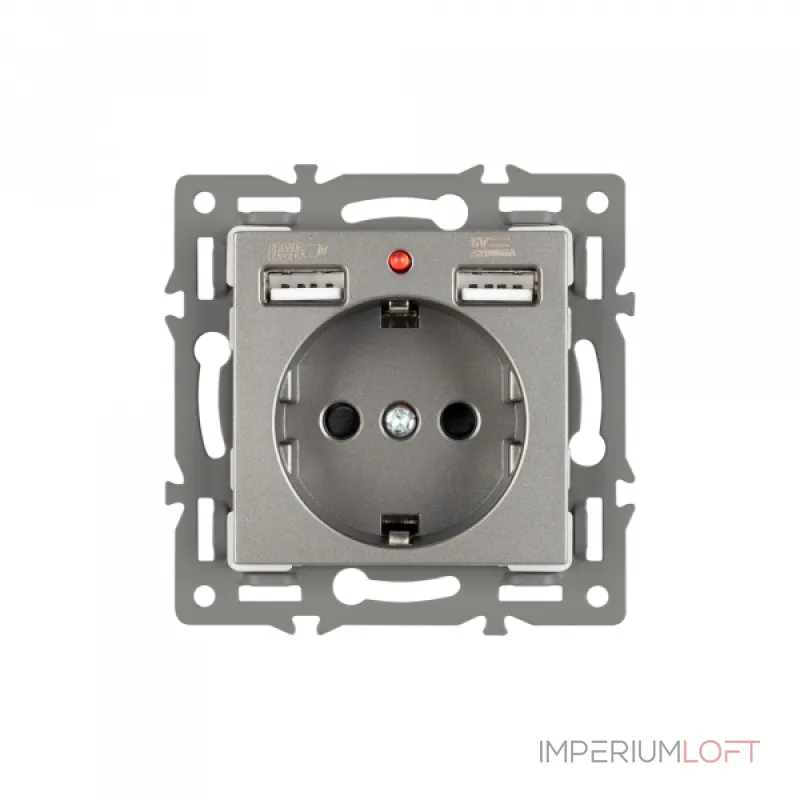 Arlight Механизм розетки с USB зарядкой SCT-MUAA-PL-GR 250В 16A 043735