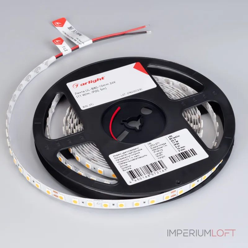 Лента UL-B80-10mm 24В Warm2700 11 В/м IP20 5м Arlight 7 лет 041377