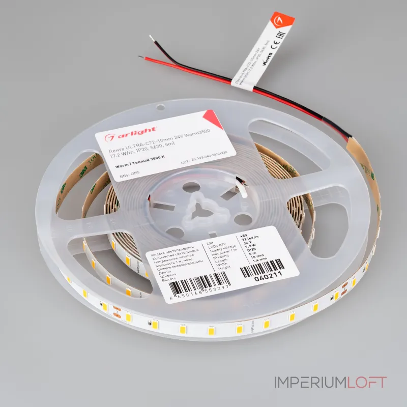 Arlight Лента ULTRA-C72-10mm 24В Warm3500 7.2 В/м IP20 5630 5м высок.эфф.200 лм/Вт 040211 Arlight Лента ULTRA-C72-10mm 24В Warm3500 7.2 В/м IP20 5630 5м высок.эфф.200 лм/Вт 040211