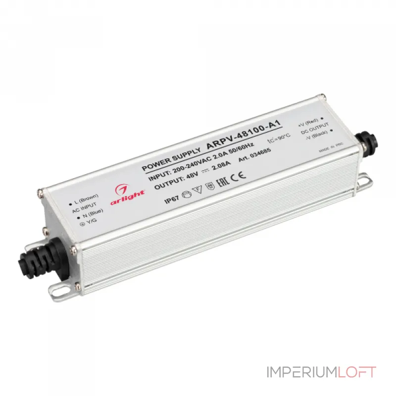Arlight Блок питания ARPV-48100-A1 48В 2.08A 100Вт IP67 034685 Arlight Блок питания ARPV-48100-A1 48В 2.08A 100Вт IP67 034685