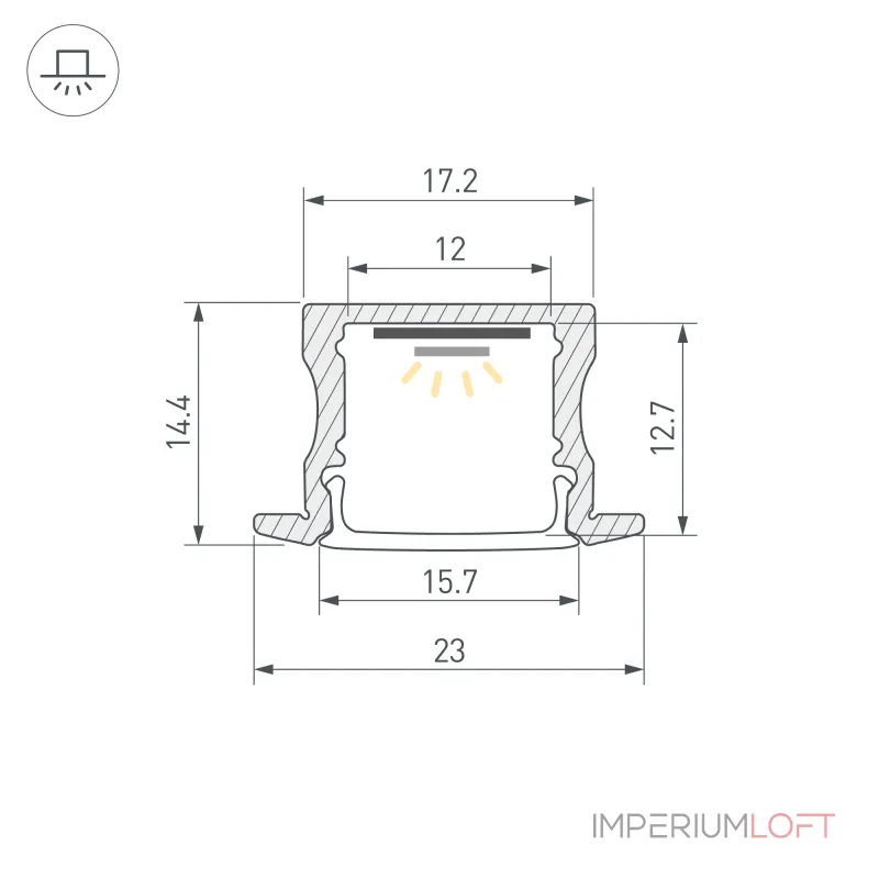 Arlight Профиль ARH-LINE-2315-F-2000 ANOD Алюминий 036327
