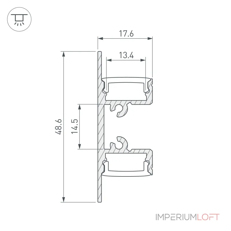 Arlight Профиль ARH-WALL-1849-DUAL-2000 ANOD Алюминий 036339