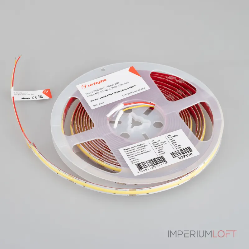 Arlight Светодиодная лента COB-X512-10mm 24В White-MIX 15 В/м IP20 CSP 5м 037130