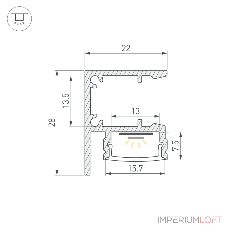 Arlight Профиль WALL-2228-2000 ANOD Алюминий 050466