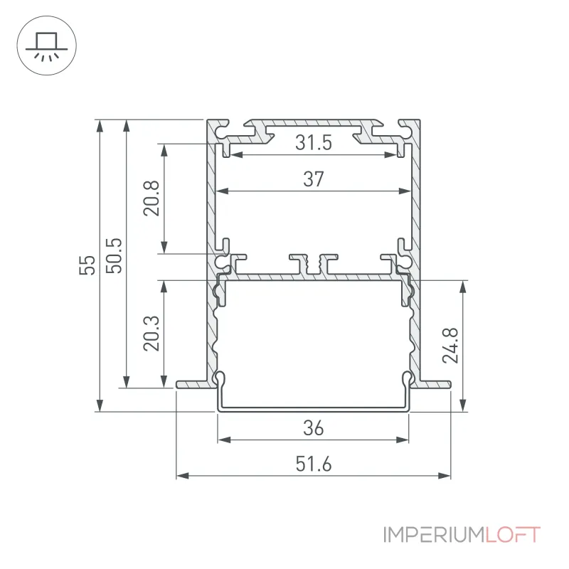 Профиль SL-LINIA52-3L-F-2000 ANOD BLACK Arlight Алюминий 044685