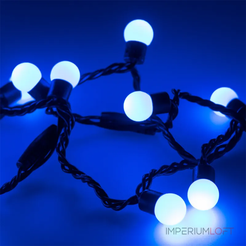 Arlight Светодиодная гирлянда ARD-BALL-CLASSIC-D17.5-10000-BLACK-100LED BLUE 230В 7Вт Ardecoled IP65 025582