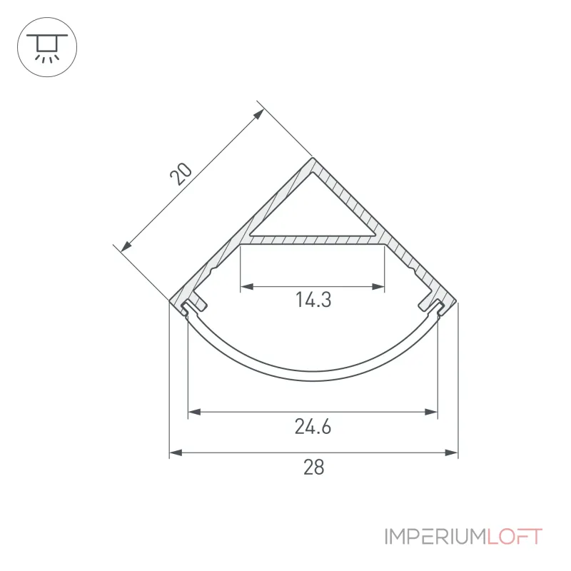 Arlight Профиль SL-KANT-H20-2000 BLACK Алюминий 049016