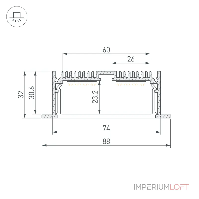 Arlight Профиль SL-LINIA88-F-2000 ANOD Алюминий 019315 Arlight Профиль SL-LINIA88-F-2000 ANOD Алюминий 019315