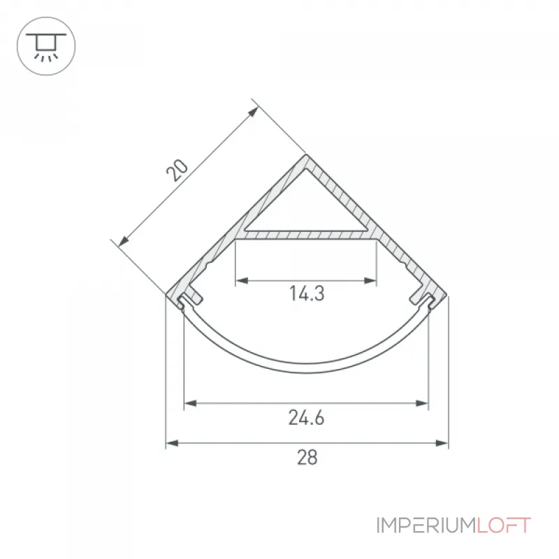 Arlight Профиль SL-KANT-H20-2000 BLACK Алюминий 049016