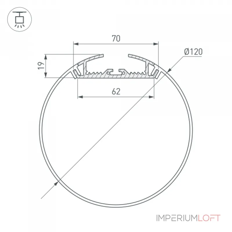 Arlight Профиль SL-ROUND-D120-2000 ANOD Алюминий 019267