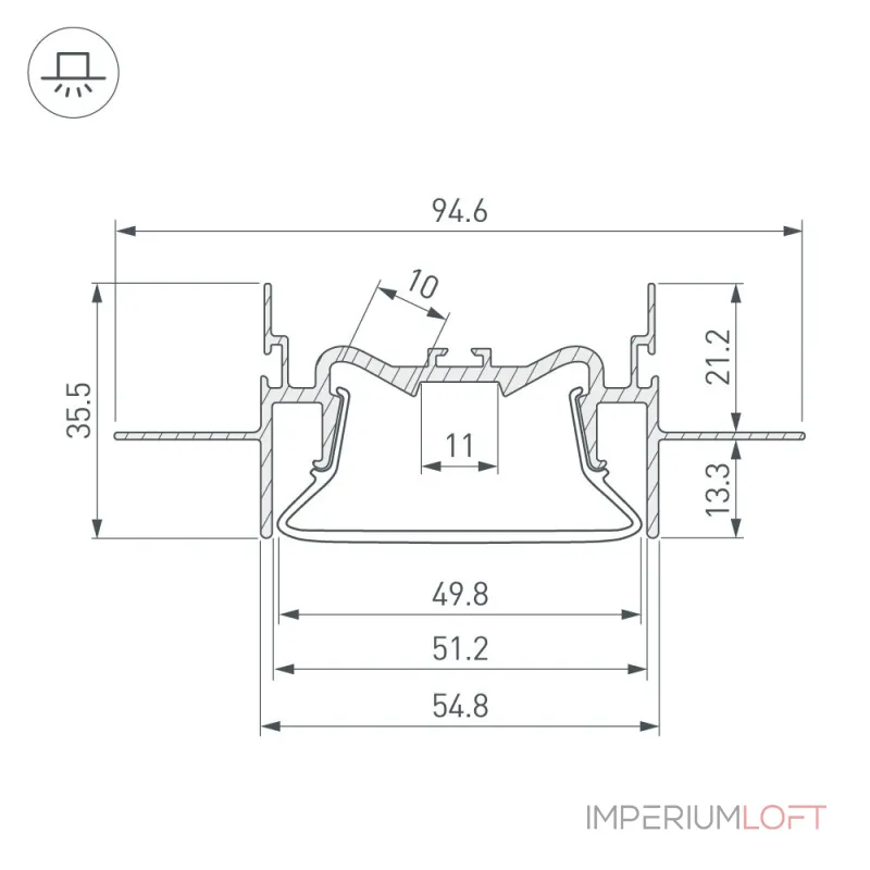 Arlight Профиль FOLED-50-CEIL-CENTER-2000 Алюминий 035769