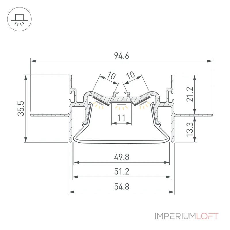 Arlight Профиль FOLED-50-CEIL-CENTER-2000 Алюминий 035769