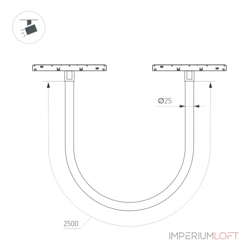 Arlight Светильник MAG-ORIENT-TUBE-ELASTIC-R25-L2500-35Вт Warm3000 BK 360 deg 48В DALI IP20 044332