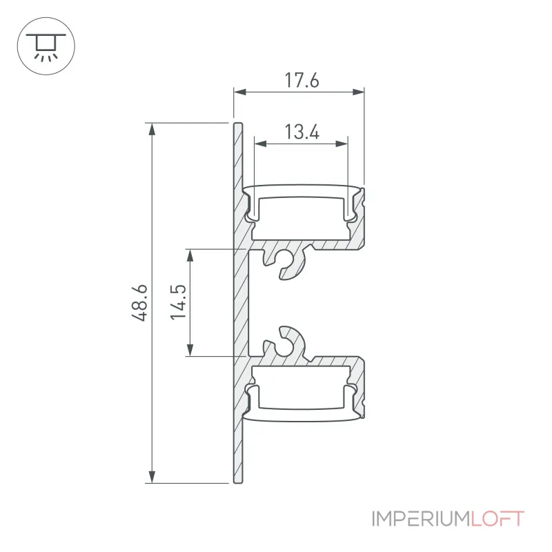 Arlight Профиль ARH-WALL-1849-DUAL-2000 ANOD Алюминий 036339
