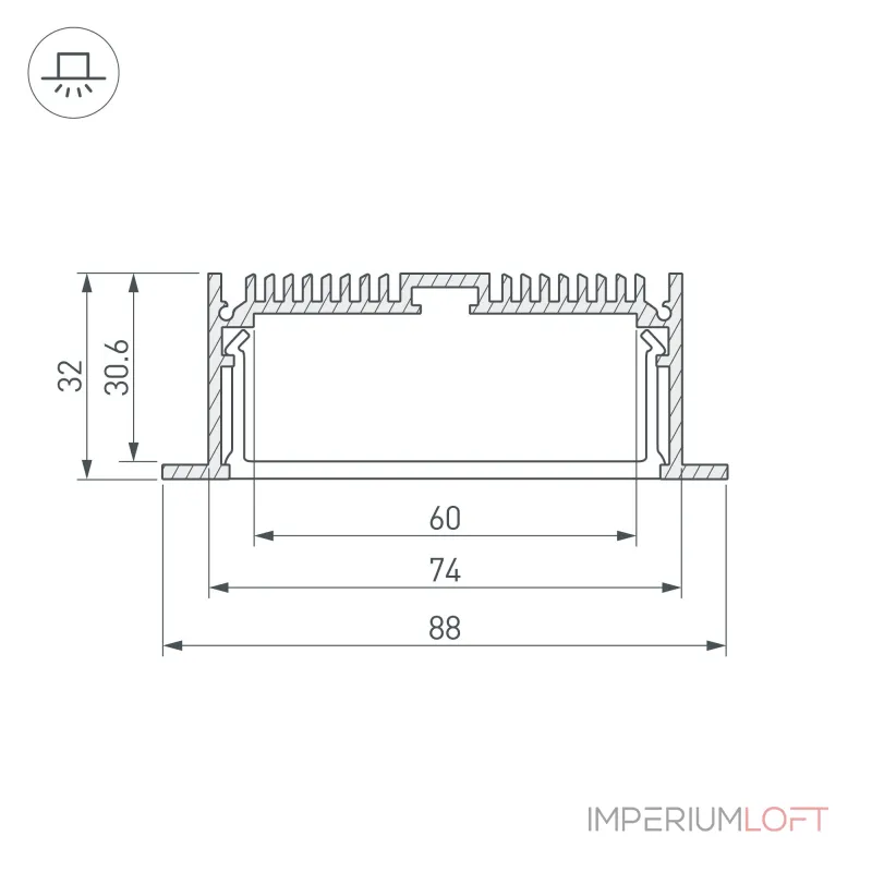 Arlight Профиль SL-LINIA88-F-2000 ANOD Алюминий 019315 Arlight Профиль SL-LINIA88-F-2000 ANOD Алюминий 019315