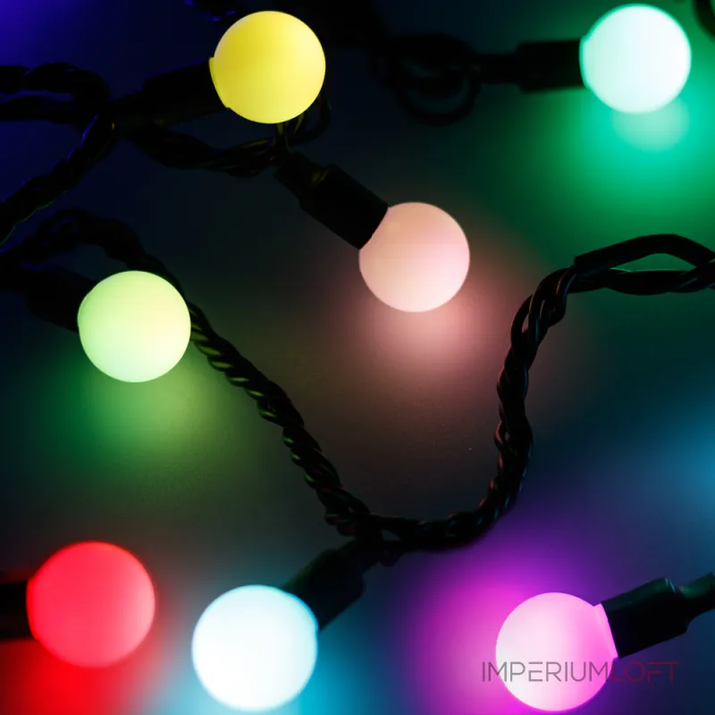 Arlight Светодиодная гирлянда ARD-BALL-CLASSIC-D23-10000-BLACK-80LED RGB 230В 3.5Вт Ardecoled IP65 025619